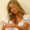 Satin dress with white holdups